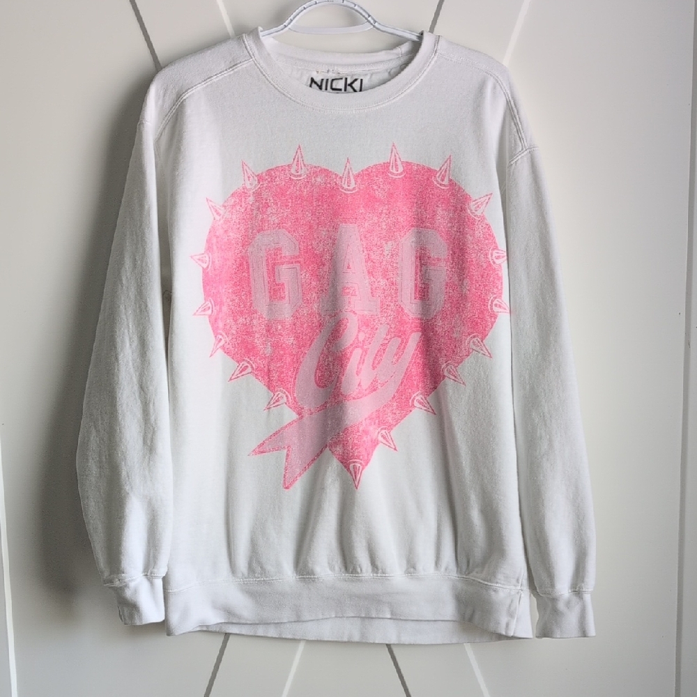 Nicki Minaj White and Pink Graphic Sweater